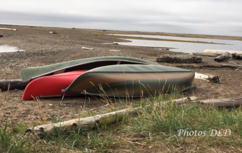 w-Canoes at Tuktoyaktuk - canots Tuktoyaktuk